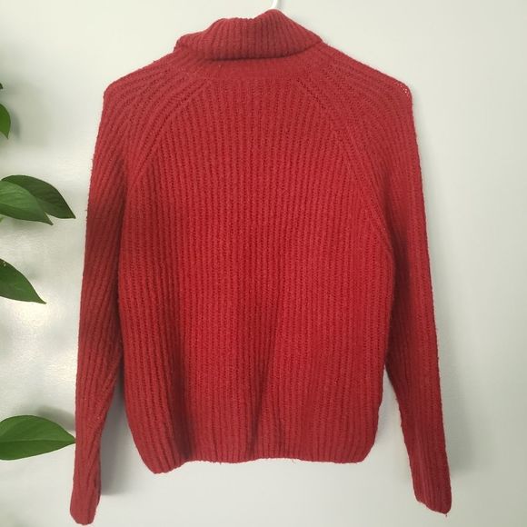 Garage Red waffle knit turtle neck sweater XS - Picture 4 of 6